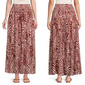 True Destinations Women’s Printed Challis Wide Leg Pants Tassel Smocked Waist L